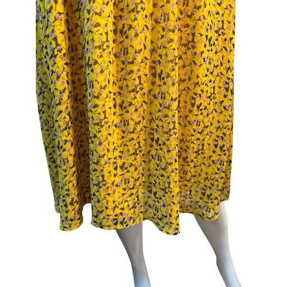 Sam Edelman Yellow Sleeveless Floral Smocked Waist Midi Dress Size 14 EUC - Picture 2 of 6